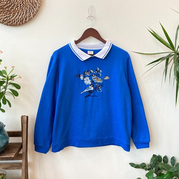 Vintage Embroidered Wild Bird Sweater